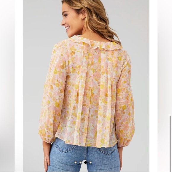 For Love and Lemons Melanie Blouse Floral size XS Oversized Flowy - Picture 3 of 12